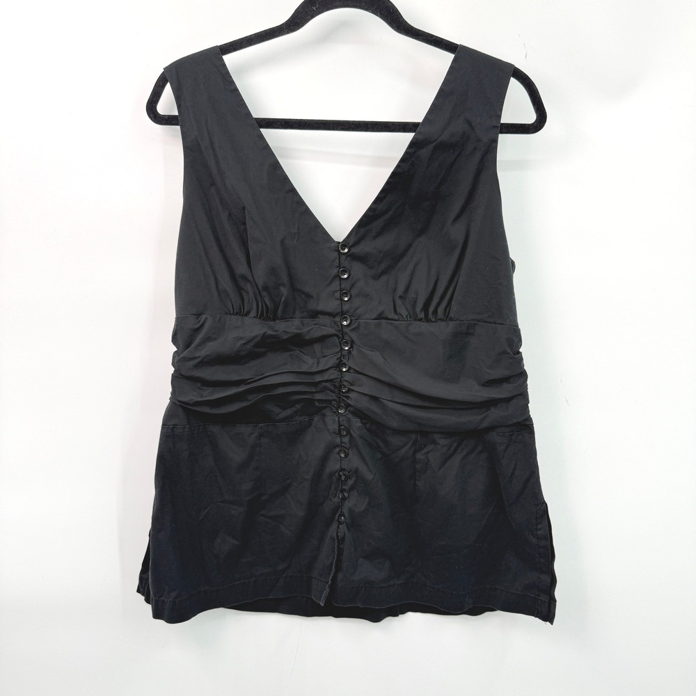 Y2K Vintage Mossimo Black Ruched Tank Top Womens XL Grunge Y2K Goth Whimsygoth